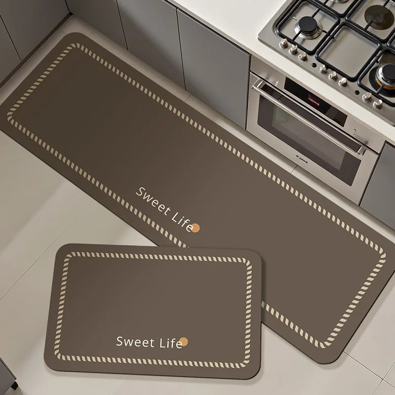 

Pvc Carpet for Kitchen Floor Mat Waterproof Brown Simplicity Patterns Home Decor Rug Oil-proof Anti-slip Long Mats Alfombra 주방카펫