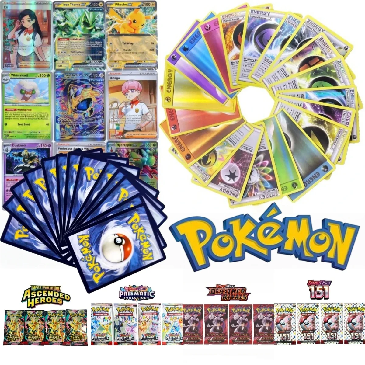 

9 Packs Pokémon Card Packs Bright Stars Prismatic Evolutions,PALDEAN FATES,English Reinforcement,Battle Transaction Card Gift