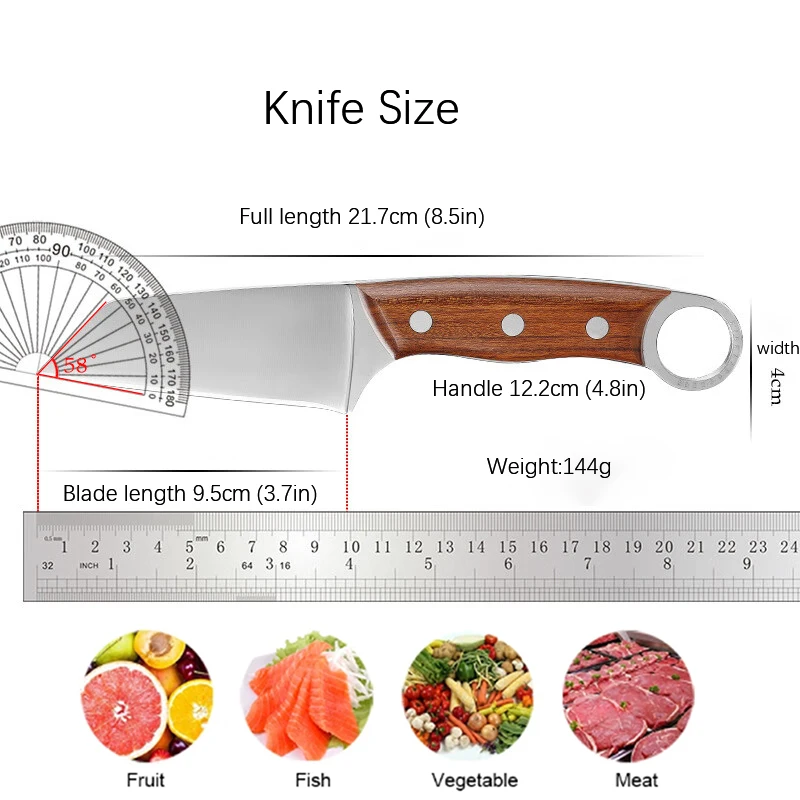 Hand Forge Boning Knife Chef Slicing Fish Fruit Steak Knife Stainless Steel Wood Handle Kitchen Knives Utility Barbecue Cleaver