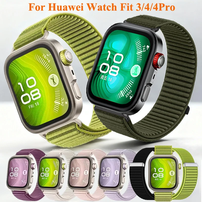Offizielles Nylon-Schlaufenarmband für Huawei Watch Fit 4, 3, geflochtenes, atmungsaktives, bequemes Band für Huawei Watch Fit 4/4 Pro-Zubehör