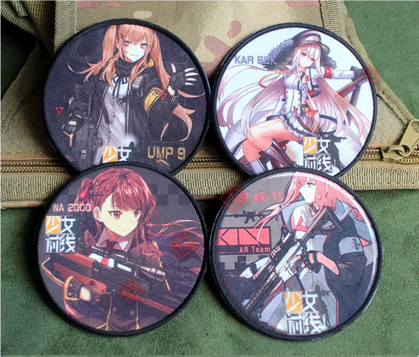 Girls Frontline Tactical Patch Print Round Arms Two Dimensional Game HK416 UMP45 Team Backpack Sticker Badges For Clothing