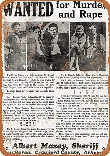 Fsdva Metallschild – Bonnie und Clyde Wanted Poster – Retro-Wanddekoration, Heimdekoration