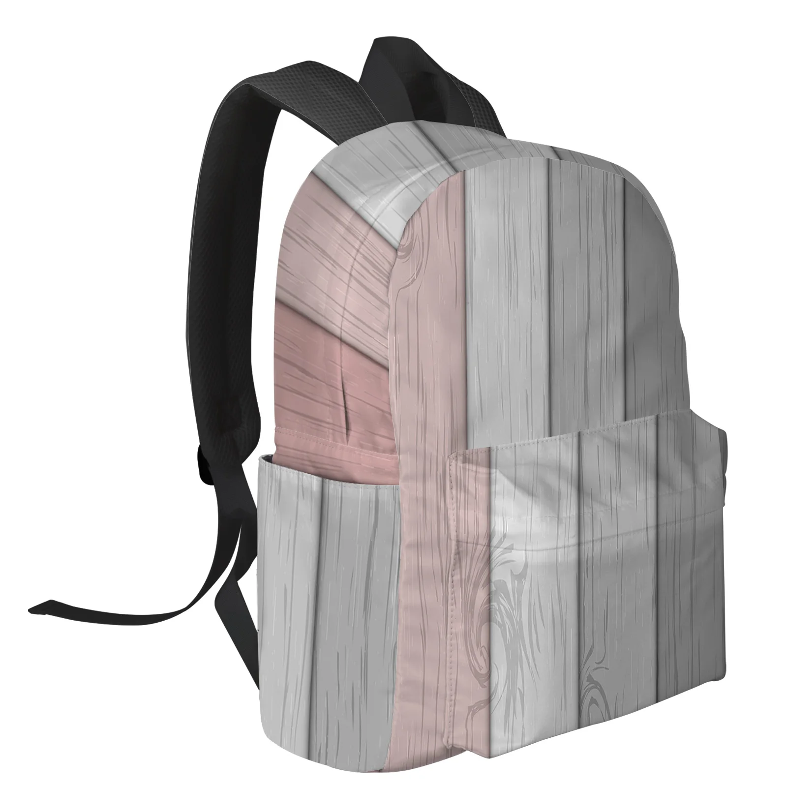 Sac à Dos Vintage en Bois Graduel pour Homme et Femme, Rose Gris, Mars, Étanche, École, Étudiant, Garçon, Fille, Ordinateur Portable