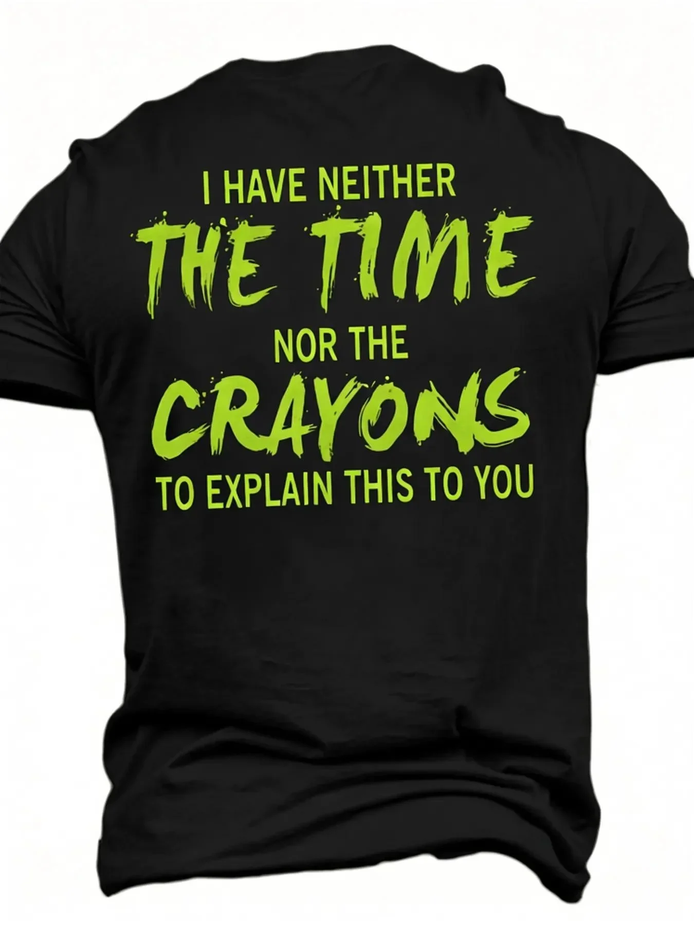 [Vintage Neon Shirt] Plus-size Men's T-shirt, Vintage-style Men's Neon Green Shirt with the Print 