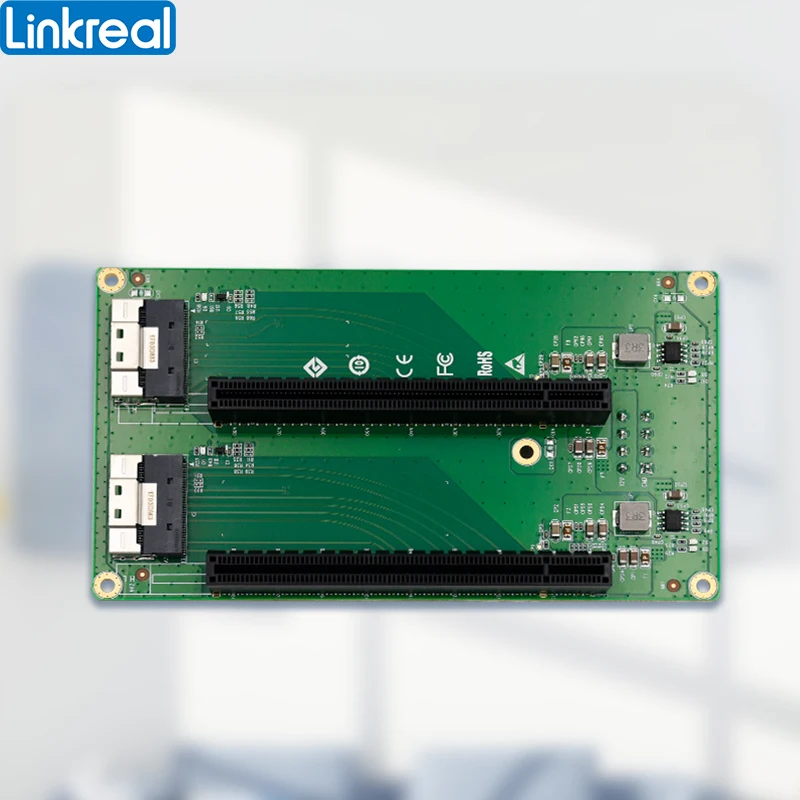 Linkreal 2 Port SFF-8654 to 2 PCIe x16 Slot Adapter-LRFCF922