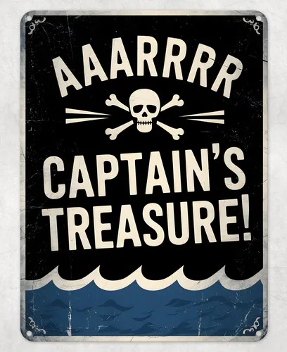 Aaarrr Captain's Treasure Metal Poster Wall Tin Sign Man Cave Shed Home Plaque --Tin Sign