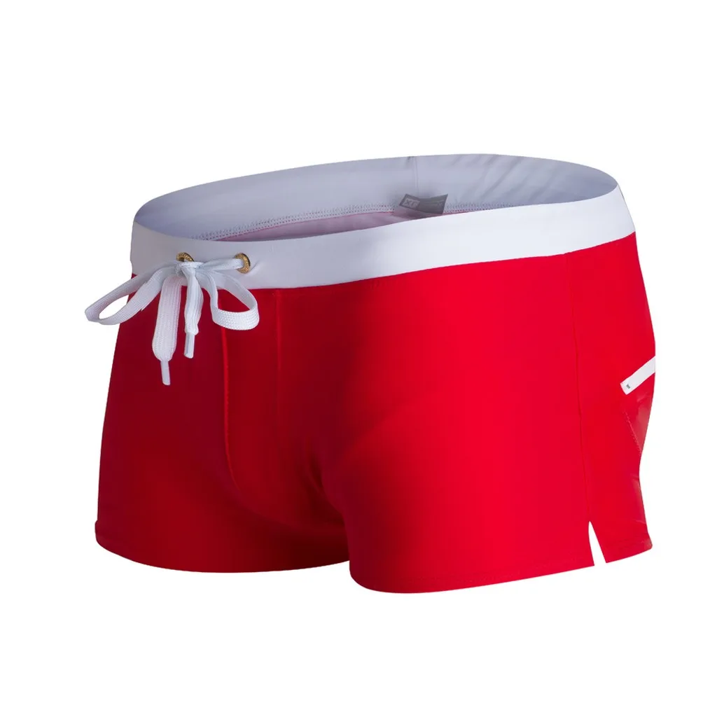 Mans Swim Trunks Bathing Suit Classic Retro Solid Color Bandage Elastic Swimming Shorts Summer Hawaiian Leisure Surfing Shorts