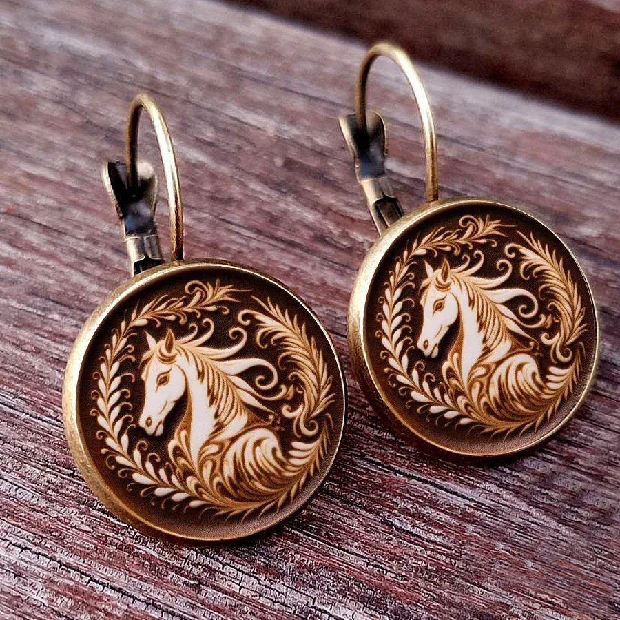 Coffee Latte Carved Love Art Glass earrings Chocolate print and small animal charm jewelry gift for women girls Coffee Earrings