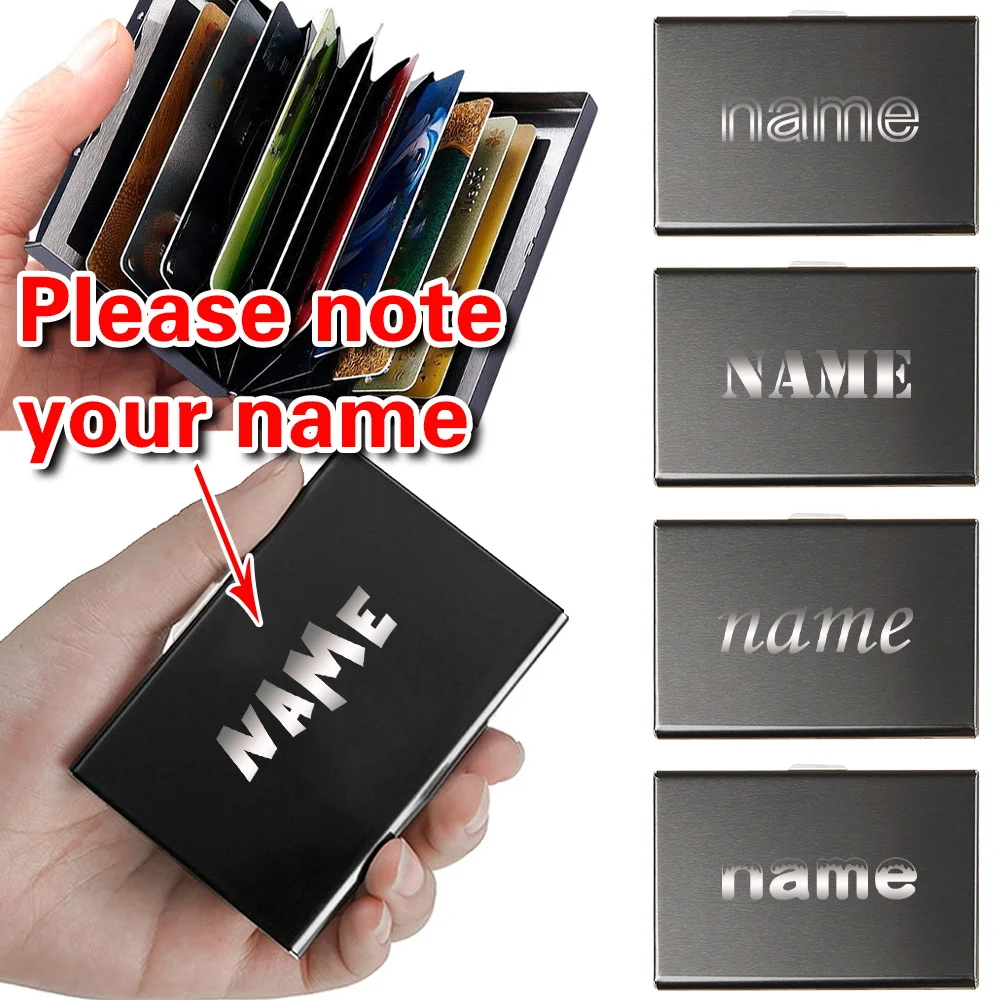 

Персонализированный индивидуальный карман для карточек, кошелек, коробка для карт, металлическая тонкая сумка для денег, портативный контейнер для хранения, товары на заказ