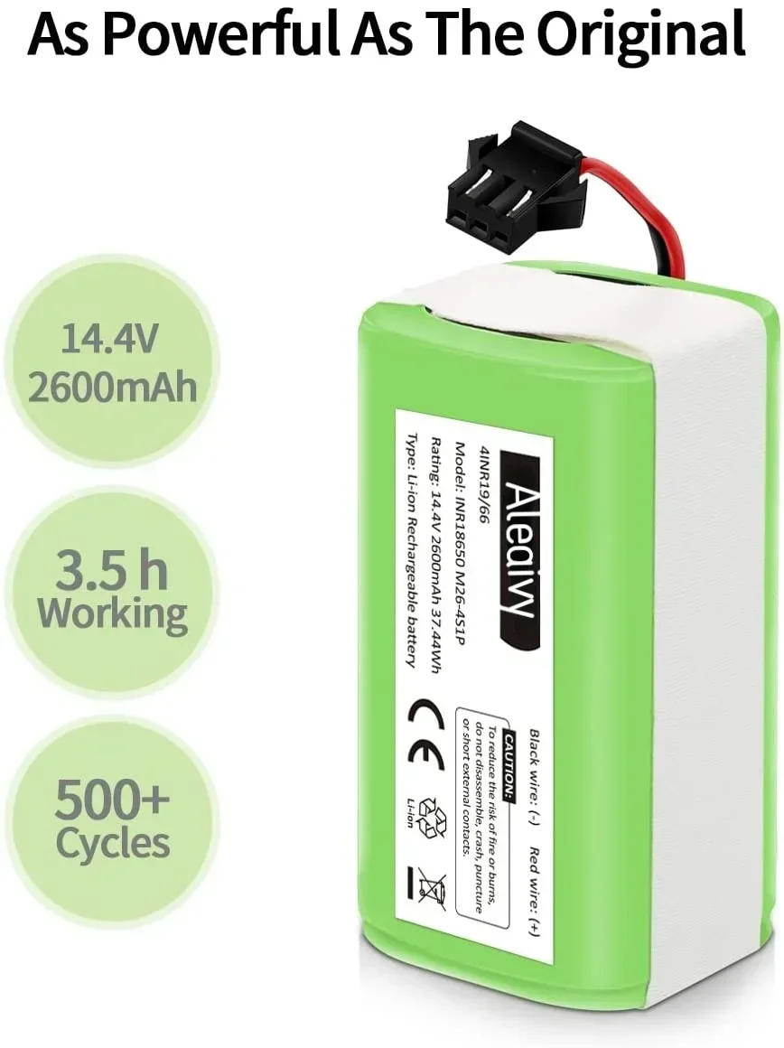 

Original 14.4V 2600mAh Li-ion Rechargeable Replacement Battery Compatible with Ecovacs Deebot N79S,N79,DN622,Eufy RoboVac 11,11S