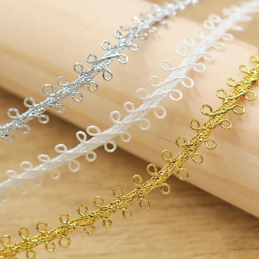 8MM Gold&Silver Trim Sewing Lace Colored Rope Braided Lace Ribbon Home Party Decoration DIY Clothes Curve Lace Accessories