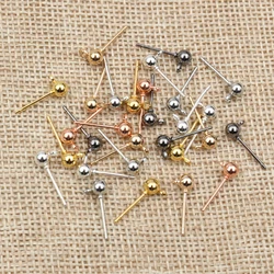 50pcs/lot 3/4/5mm 6 Colors Pin Findings Stud Earring Basic Pins Stoppers Connector For DIY Jewelry Making Accessories Supplies