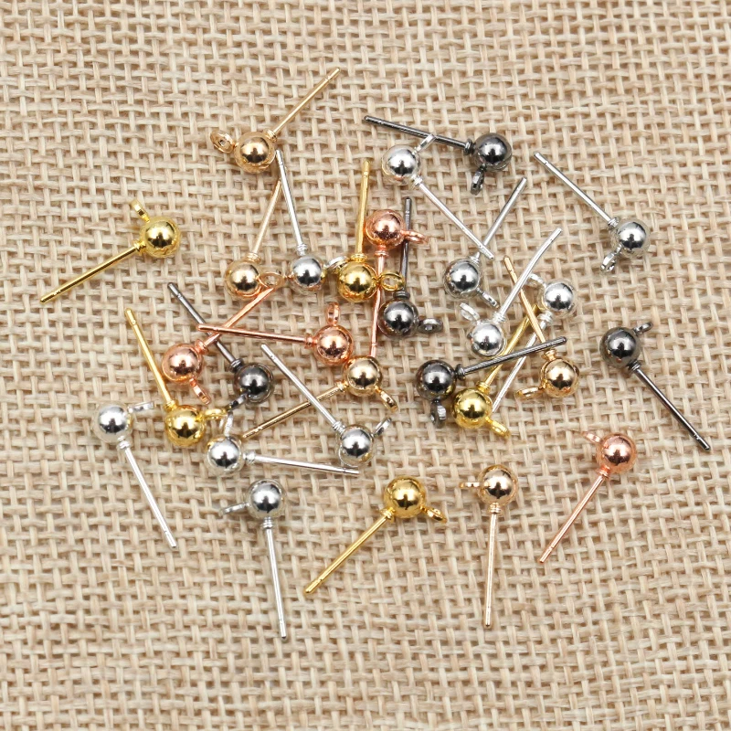 50 sztuk/partia 3/4/5mm 6 kolory Pin ustalenia Stud kolczyk podstawowe szpilki korki złącze dla majsterkowiczów tworzenia biżuterii akcesoria akcesoria