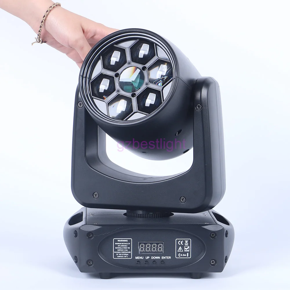 movendo cabeca feixe de luz led rgbw abelha olhos girar lente controlador dmx brilhante palco luz festa de aniversario dj 6x25w 75w 2in pcs 01