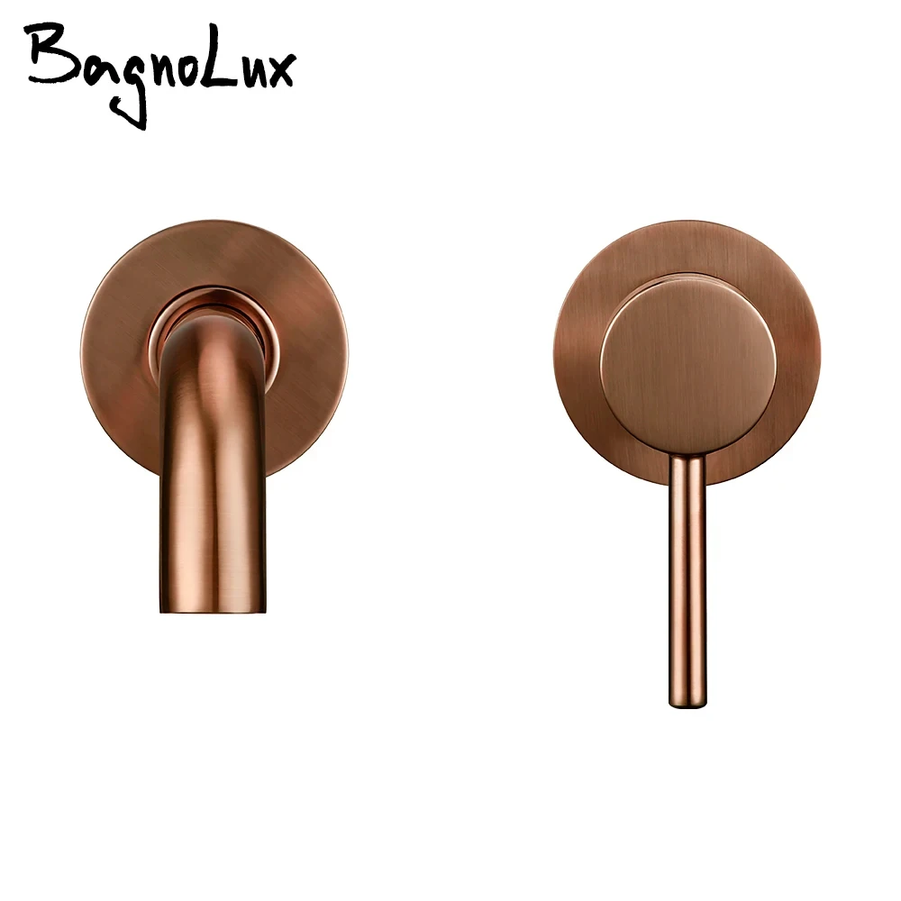Bagnolux Polished Or Brushed Rose Gold Bathroom Faucet Brass Round Hole Concealed Type Household Hot Cold Bathroom Faucet