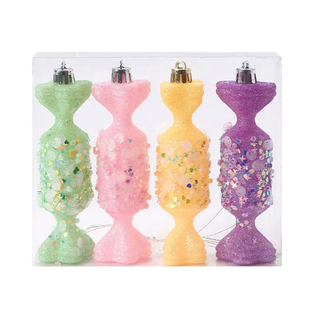 Juego de bolas de caramelo de Navidad macarrón, colgante de bolas de piruleta de pastel de PVC de dibujos animados, adornos elegantes para árbol de Navidad DIY