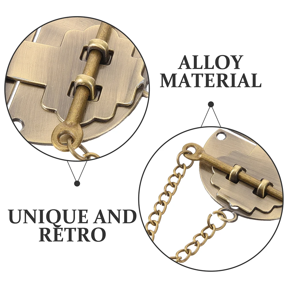 

2pcs Vintage Lock Buckle Hasp Latches for Wooden Boxes Durable Alloy Retro Clasp Hardware Hook with Chain for Jewelry Cabinet