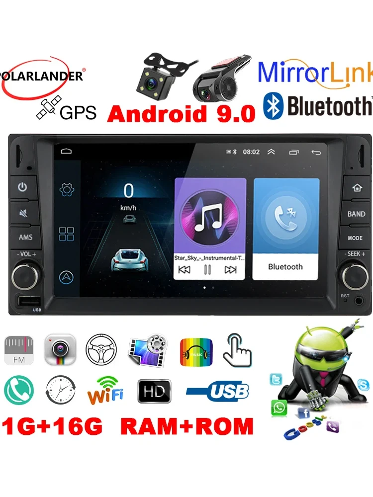 

7 Inch Car Player Capacitive Touch Screen 2 DIN Wifi MP5 IOS / Android MirrorLink USB FM GPS Bluetooth for Toyota(2001-2008)