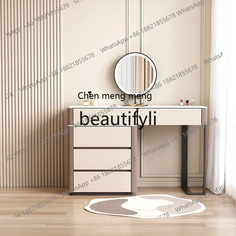 D178  Italian minimalist dresser small apartment rock slab light luxury makeup table storage chest integrated master bedroom
