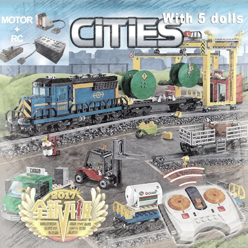 Nowy pociąg towarowy klocki konstrukcyjne kreatywny MOC pociąg ekspozycyjny zabawka z klocków model zdalnie sterowany prezenty świąteczne dla dzieci dorosłych h