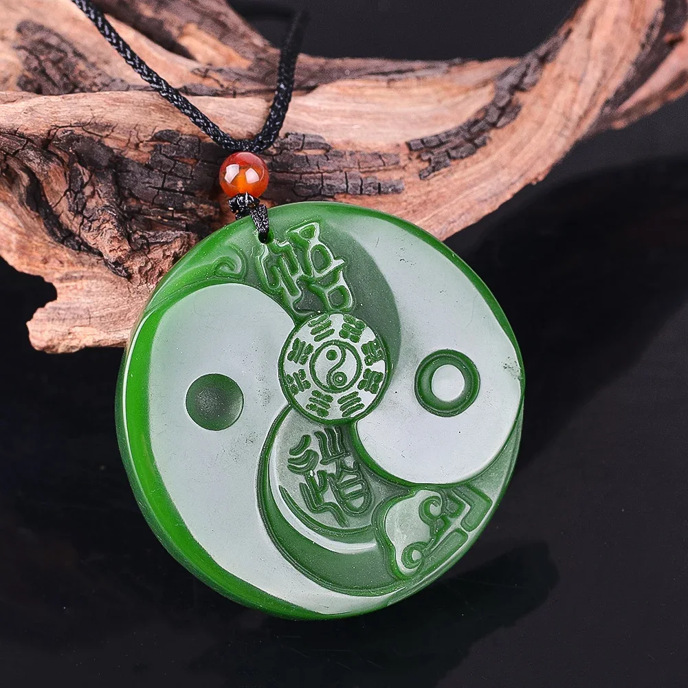 Natural Jade Stone Yin Yang Tai Chi Diagram Pendant Necklace Exquisite Pendant for Amulet Fashion Ladies Jewelry Accessories