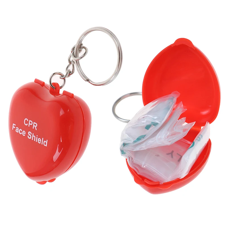 Mini Protect CPR Mask Mouth KeyChain Rescue In Heart Box Face Mask First Aid