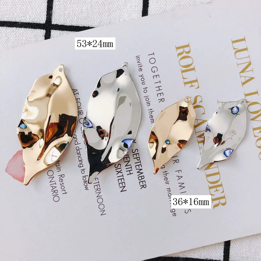 10pcs Leaf Pendants Silver Golden Color Pendants Earrings Connector for DIY Necklace Bracelet Jewelry Making Findings