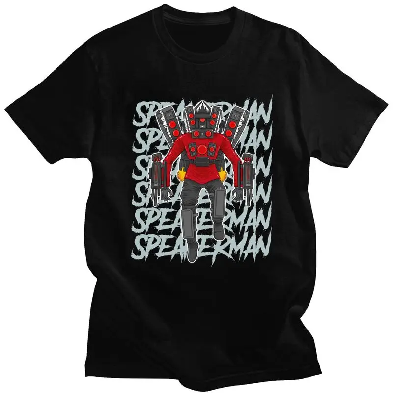 Custom Hot Game Titan Speakerman Skibidi Toilet T Shirt Men Short Sleeve Pure Cotton T-shirt Casual Tees Streetwear Tshirts