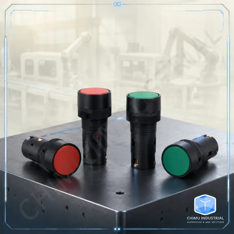 【CHIMU INDUSTRIAL】 for LA9 Push Button Switch 16mm Red Green Auto Reset NPN PNP DC AC
