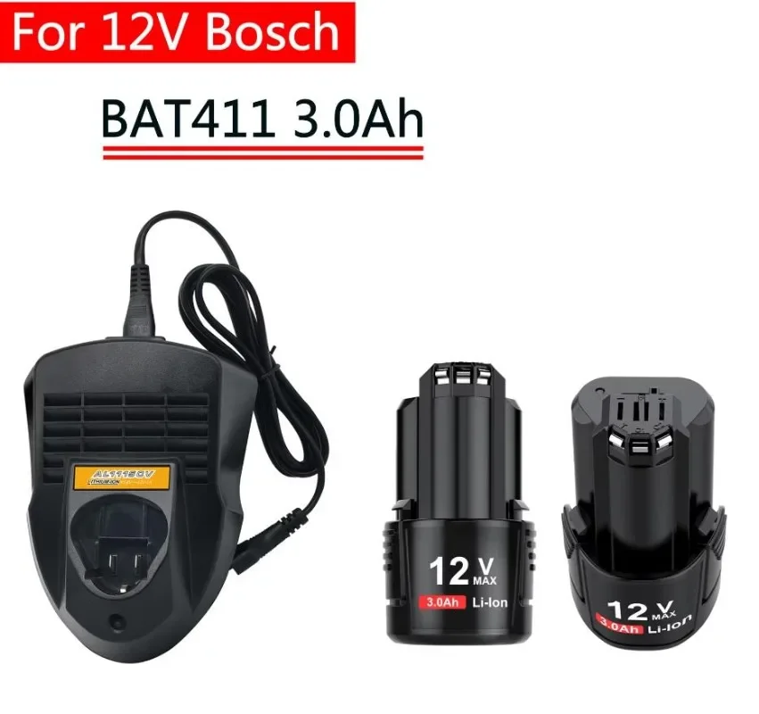 for 12V Bosch 3000mAh BAT411 Replacement Bosch 12V Battery for BOSCH BAT412A BAT413A D-70745GOP 2607336013 2607336014 PS20-2