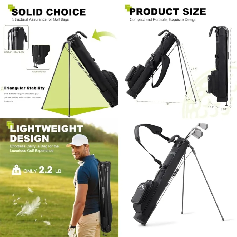 

Golf Lightweight Stand Carry Bag Easy to Carry and Durable Pitch n Putt Golf Bag for The Driving Range, Par 3 and Executive Cou