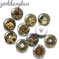 New Steampunk mechanical style gear 10pcs Round photo 12mm/18mm snap buttons for 12mm/18mm snap necklace DIY findings jewelry