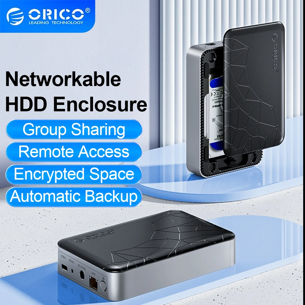 

ORICO 2.5" External Hd Type-C Port Super Speed NAS with Automatic Backup Remote Access & Share 12V/2A for PC Phone Pc Case