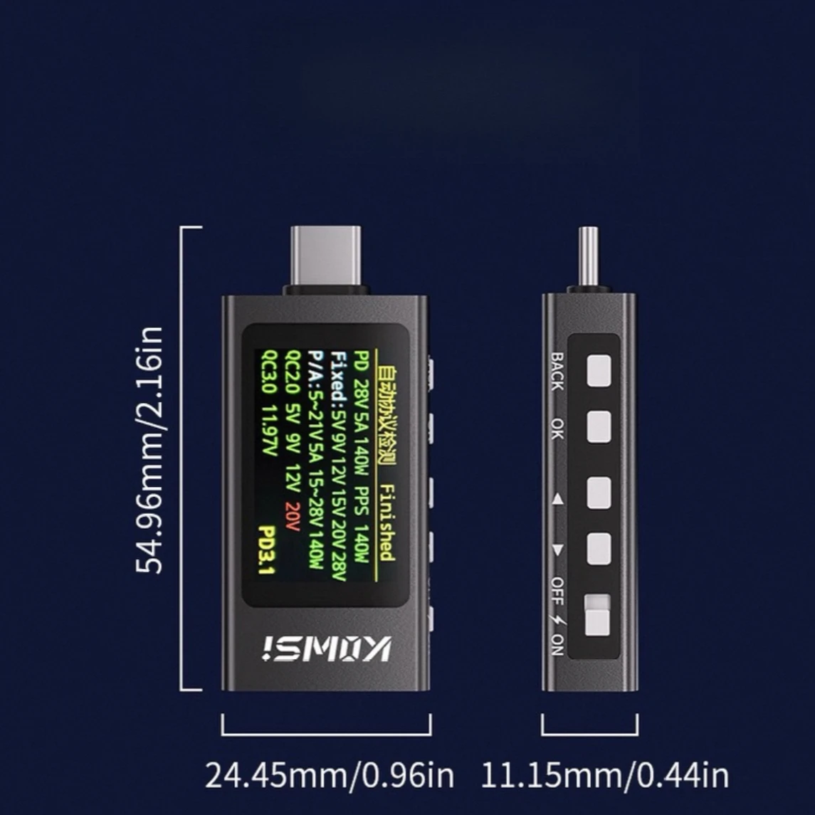 KWS-X1 Power Meter Type-C Tester Multifunctionele digitale display DC-spanning Ampèremeter Power Meter voor elektricien gereedschap