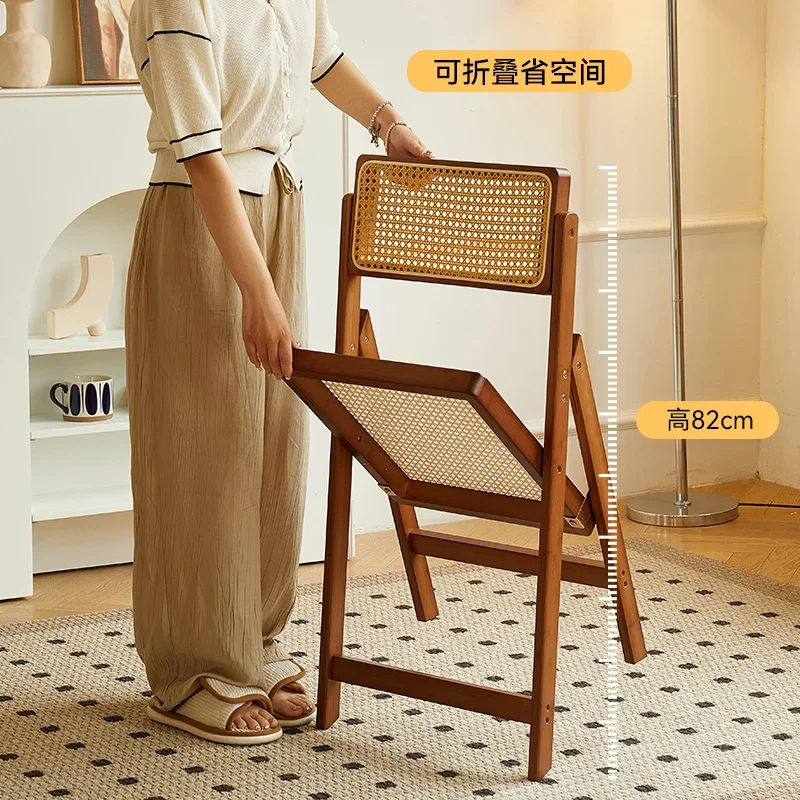 كرسي طعام قابل للطي من الخيزران منزلي Nanzhu مقعد خشبي متين مسند ظهر لتناول الطعام كرسي Sillas Para Comedor نمط سجل إسكندنافي #5