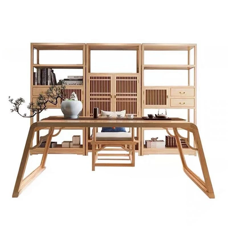 

New Chinese furniture, ash wood tea table and chair combination, solid wood tea cabinet