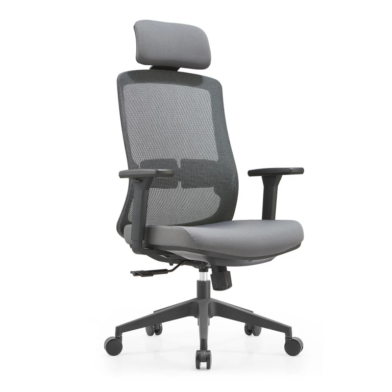 #）Light Grey High Footrest Office Chair with Adjustable Back Unique Modern Design Mesh PU Fabric Wholesale Price Computer Chair