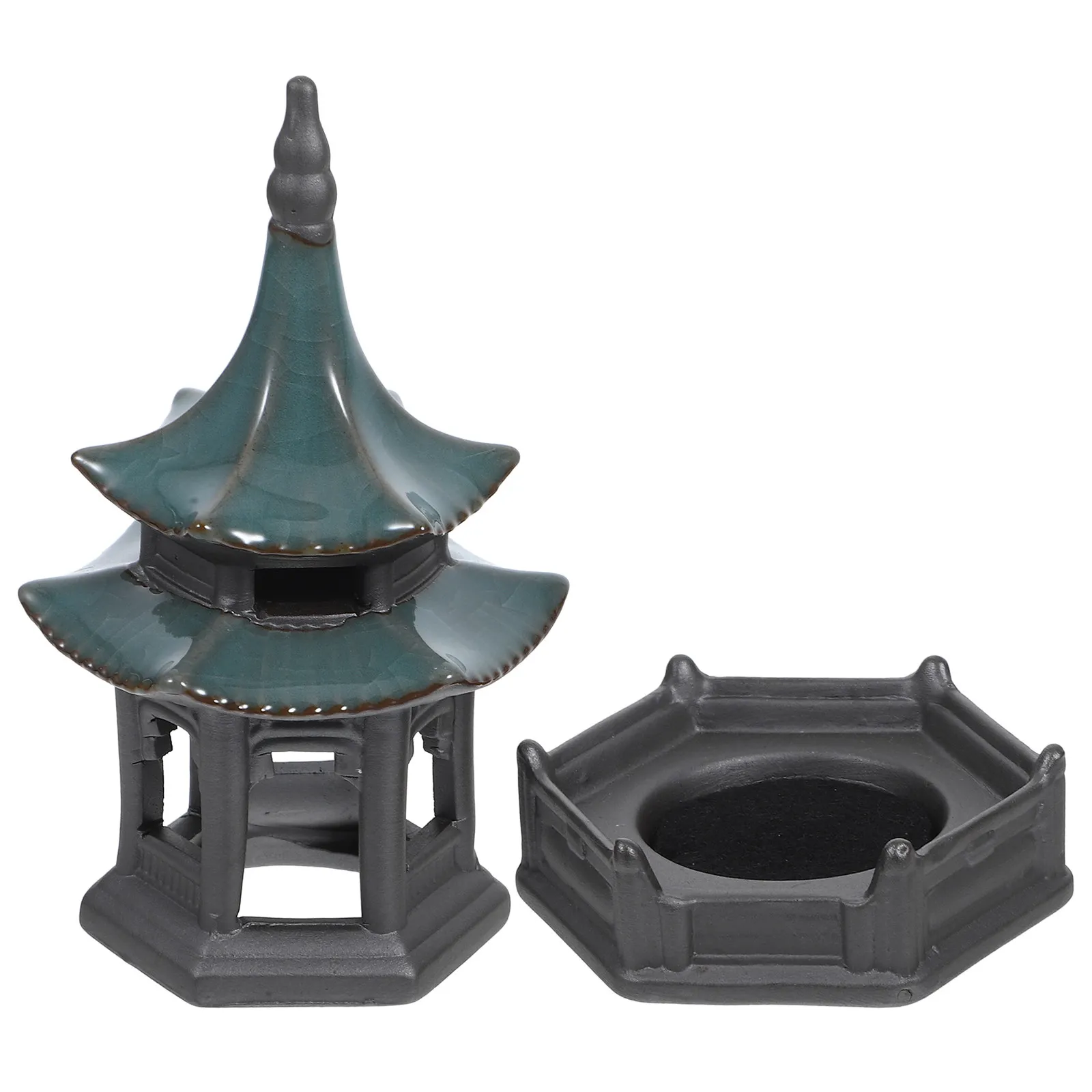 Ceramic Pavilion Shaped Incense Burner Desktop Censer for Incense Cones and Essential Oils Easy to Clean Multifunctional Six