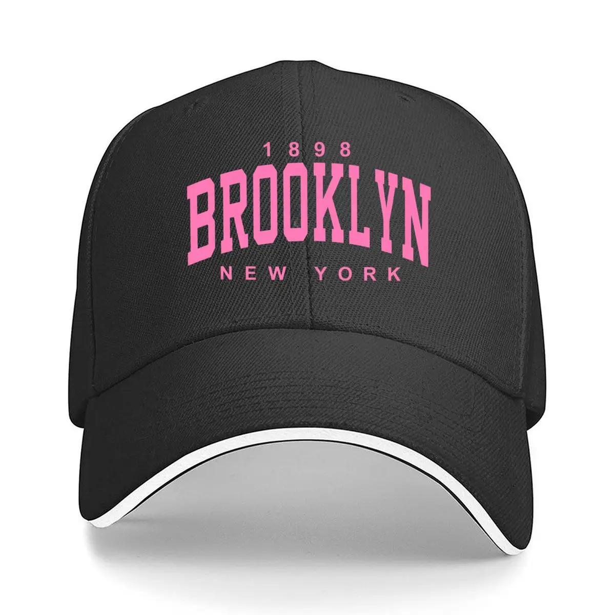 1898 Brooklyn New York Pink Collegiate Lettering Sandwich Baseball Cap Women Unisex Male