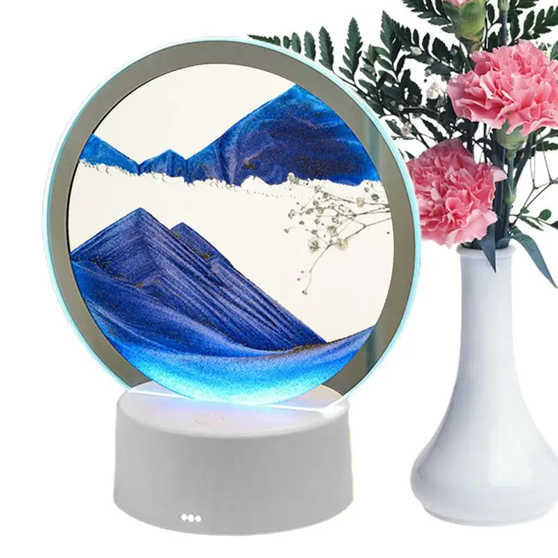 3D Sand Art Liquid Motion USB Charging Quicksand Painting Lamp Desktop Ornaments Moving Sand Art Lamp for Living Room Bedroom