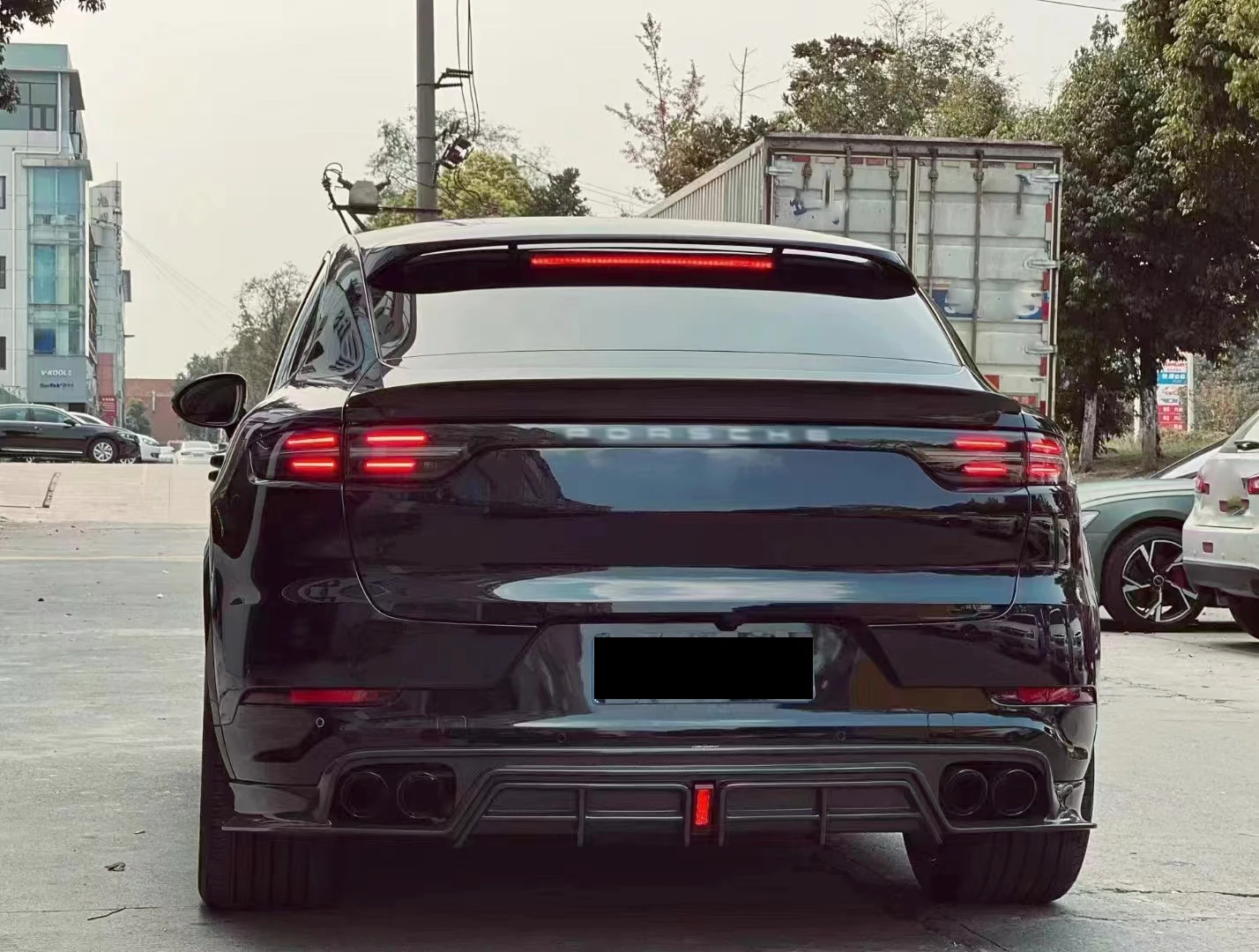 For 2018 to 2023 Porsche Cayenne Coupe Add Modifcation Wet Carbon CMST Style Mid Tail Wing 9Y3 Coupe Cayenne CMST Boot Spoiler