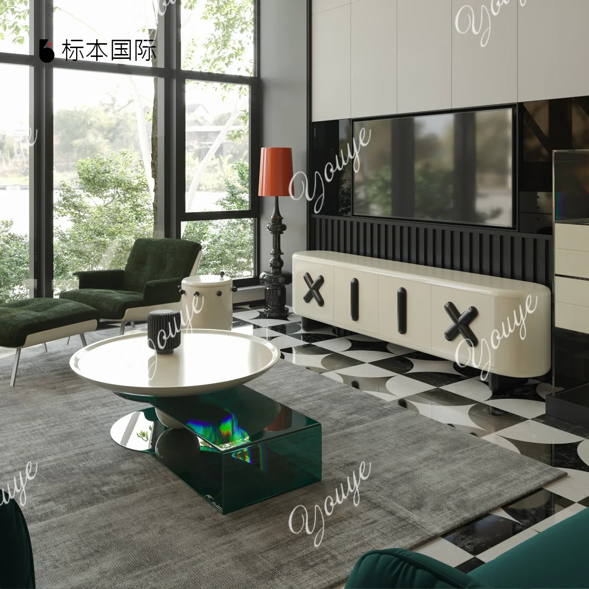 새로운 디자이너 소형 아파트 원형 심플 모던 커피 테이블 중세풍 페인트 아크릴