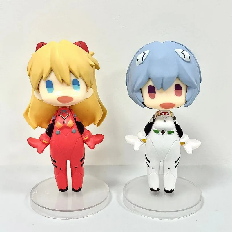 Neon Genesis Evangelion EVA Anime Figure Asuka Langley Rei Ayanami Q Version Chibi Pixel Style Movable Head Model Toy Fan Gift