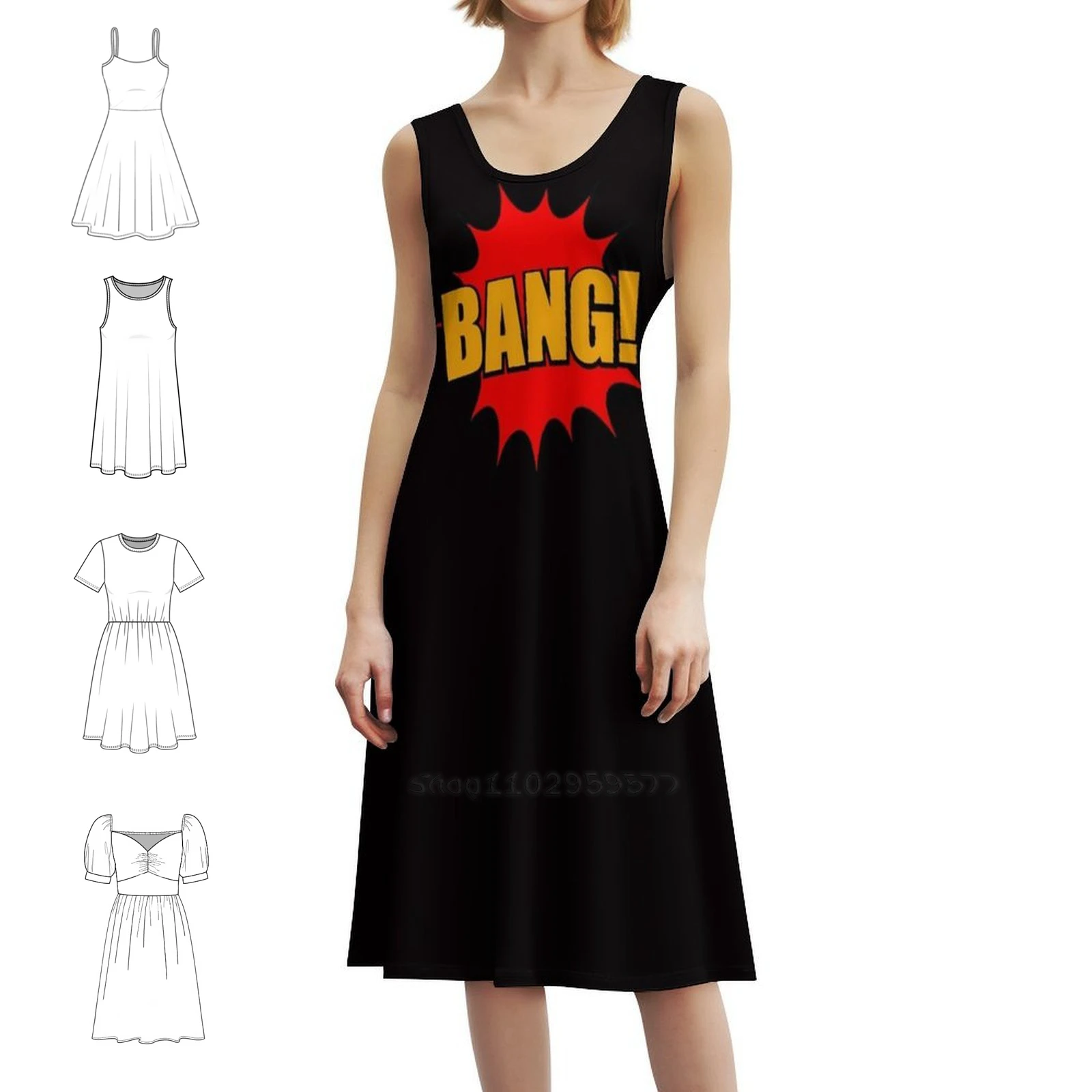 

Выбучайте! Комикс Поп-арт Корейский стиль Повседневное платье для женщин Простые повседневные офисные женские платья Комический мультфильм Звуковой эффект Облако