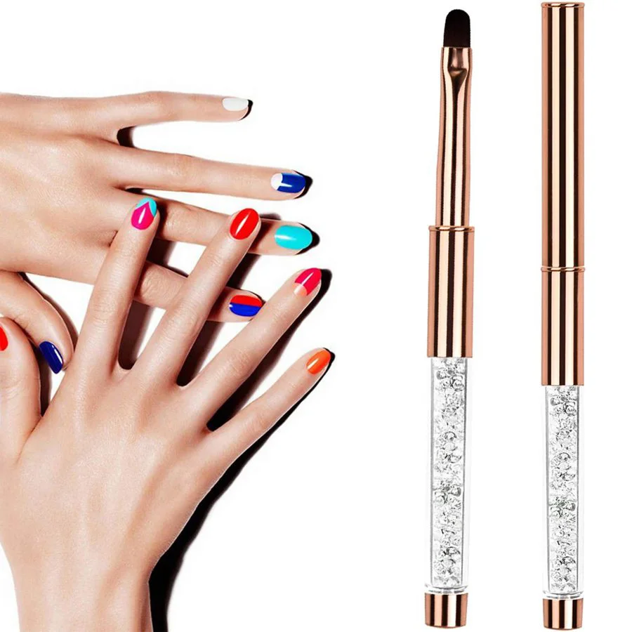 1 pieza pincel de arte de uñas en gel rosa dorado, liner, pincel de dibujo acrílico, mango de circonio, herramienta de manicura 4