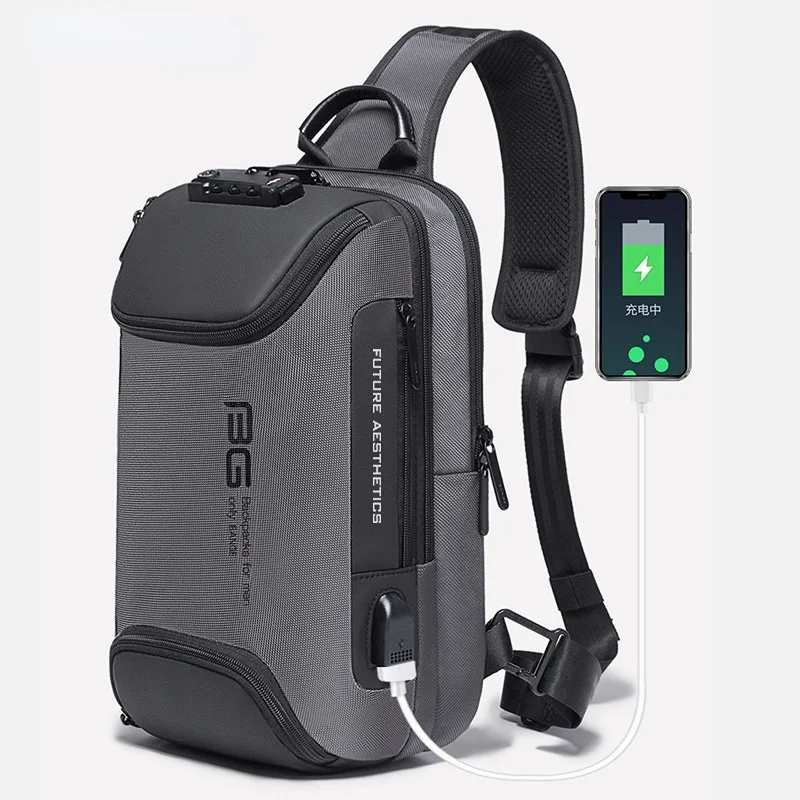 2023 Nieuwe Luxe Heren Borsttas Outdoor Reis Schoudertas Met Usb Opladen Waterdichte Anti-Diefstal Anti-Kras Crossbody Tas