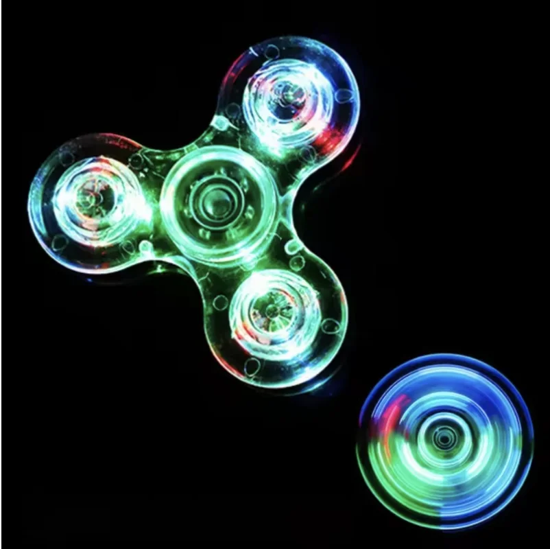 Crystal Luminous LED light Fidget Spinner Hand Top Spinners Glow in Dark EDC Stress Relief Toys Kinetic Gyroscope for Children