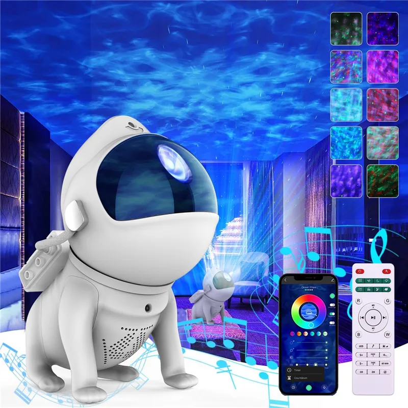 Space Dog Night Light Galaxy Star Astronaut Projectors Lamp App Nebula Lamps Led Lights For Bedroom Decorative Children Gift