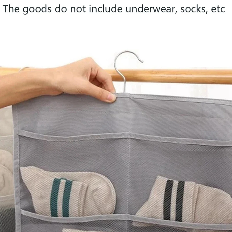 حقيبة تخزين معلقة بجيوب شبكية على الحائط مزدوجة الجانب مع شماعة معدنية و36 جيبًا