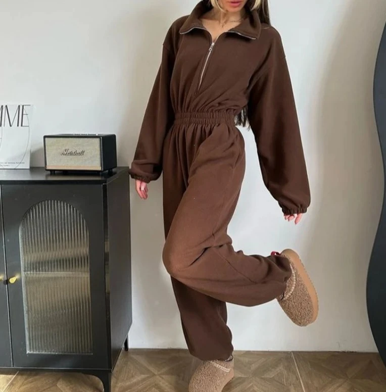 

Женская одежда, комбинезон, новый модный комбинезон с длинными рукавами, женский повседневный полуоткрытый комбинезон с эластичной резинкой на талии, элегантный